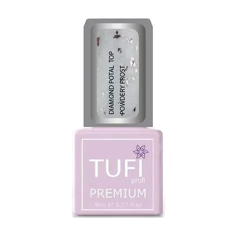 Топ для гель-лаку Tufi Profi Premium Diamond Potal Top з поталлю та шимером, Пудровий іній, 8 мл